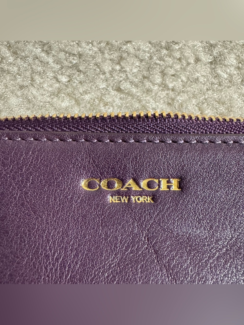 Coach Purple Leather Wristlet Clutch Slim Tablet Travel Wallet Zip Closure - Picture 6 of 13